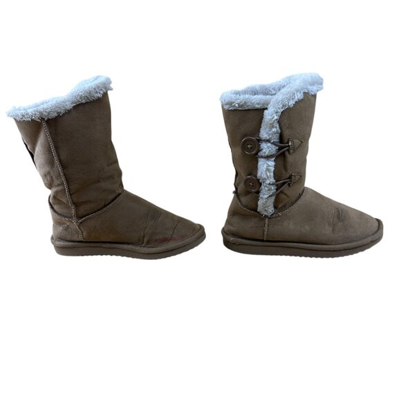 Girls Faux Suede Fur Tan Brown Boots Generic Unbranded Size 1 Winter Casual Warm - Picture 4 of 12